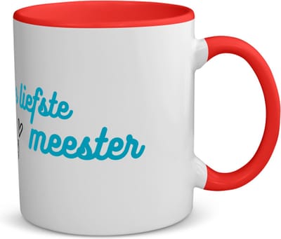 Akyol - de liefste meester koffiemok - theemok - rood - Meester - voor de liefste meester - meester - verjaardagscadeau - verjaardag - cadeau - afscheidscadeau - geschenk - leuke cadeau - kado - gift - meesterdag - 350 ML inhoud