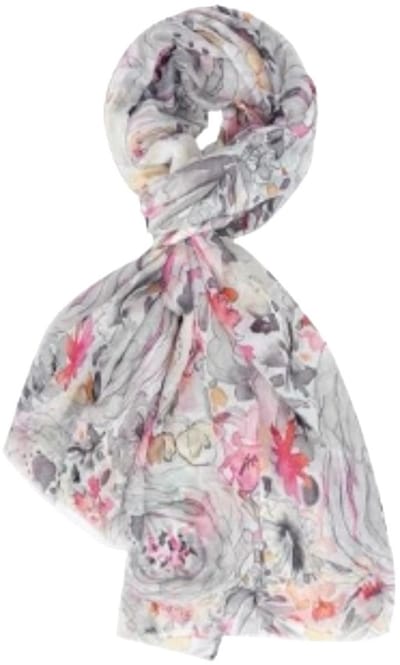 Dunne Sjaal - Print - (21252#) - Grijs/Ecru