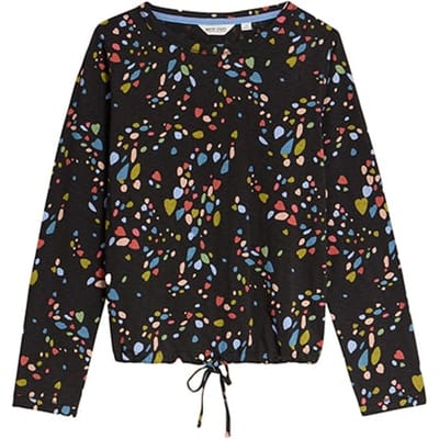 White Stuff Tasha Tie Hem Top Black Printed Size: 6 | Blouses Outlet | Dames | Zwart