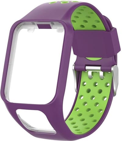 KELERINO. Siliconen bandje geschikt voor TomTom Runner/Spark modellen - Paars / Groen