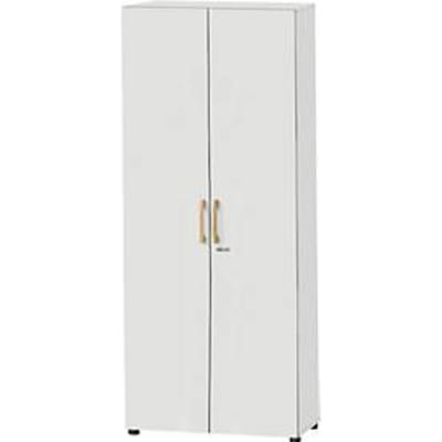 Kast Start Off Wood, van hout, 4 OH, afsluitbaar, onderstel met glijpootjes, B 800 x D 420 X H 2196 mm, lichtgrijs