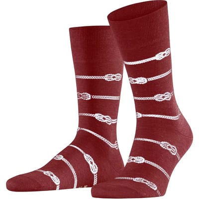 FALKE Sailing Rope gedessineerd katoen linnen Sokken heren rood - maat 43-44