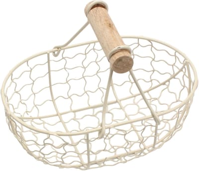 Eiermand - Draadmand Keuken - Opslag Eieren - Decoratieve Boerderijstijl - 18 x 12 cm - Romig