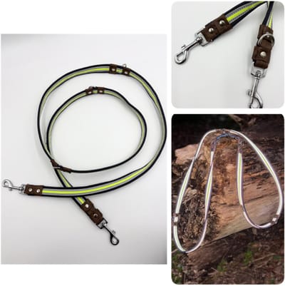 Hondenriem - Hondenlijn - ShukoGear by MadeByShuko - reflecterend - antraciet. grijs, fluorgeel - hondenlijn verstelbaar - honden uitlaatriem - dog leash - hondenriem fashion - hondenriem lichtgewicht - hondenlijn uniek ontwerp - hondenriem stevig