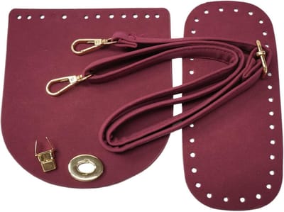 Handgeweven leren tas set van 3 met tasbodem, tasriem en accessoires voor DIY handwerk, rood, perfect voor creatieve projecten en tassen maken