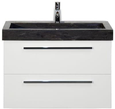 Seville Badmeubelset 80 cm - Wit Hoogglans - Wastafel Hardsteen Wit Lucca