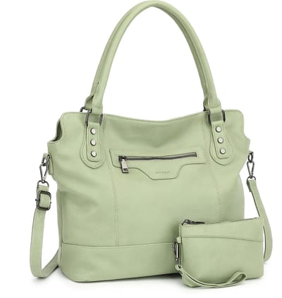 TAN.TOMI - Dames Handtassen set met Portemonnee - Schoudertas - Grote Shopper - Tweedelige - Lichtgroen - Valentijn cadeautje voor haar