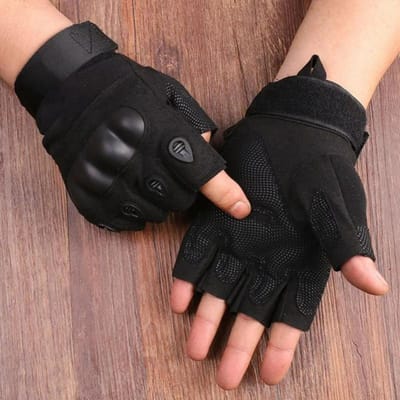 Tactisch Pantser Beschermhoes Tactische Handschoenen Halve Vinger Sport Handschoenen Fitness Wandelen Rijden Heren Handschoenen M zwart