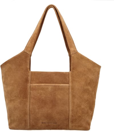 Hide & Stitches Brazos Schoudertas - Shopper - 40 x 25 x 14 cm - Leer - Suede - Dames Tas - Leren Dames Tas - Camel