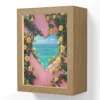 Wandlamp 15x20 cm - Oplaadbaar - Hart - Zee - Muur - Wandlampen binnen woonkamer - Slaapkamer lamp met kabel - Decoratieve nachtlamp - Vloerlamp snoer
