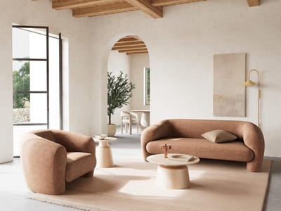 Salontafel Santorini Travertin Beige Grijs Ø45cm - Giga Living