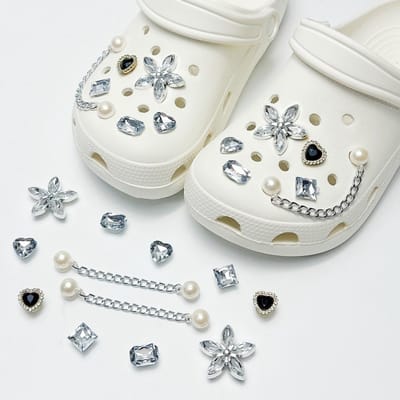 Schoenaccessoires-geschikt voor crocs charms- geschikt voor crocs pins- geschikt voor crocs Accessoires- geschikt voor Crocs Jibbitz-CJ-222 Ketting Liefde Zwarte Diamant