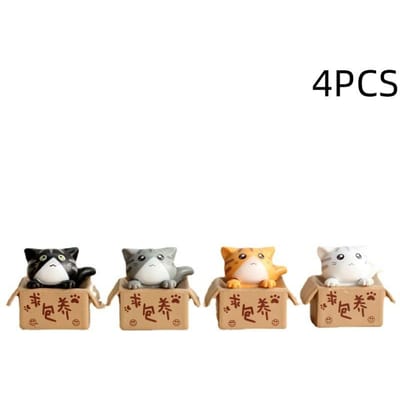 Mini 4 pièces accessoires pour chat jardin chaton statue cadeau pour enfants chambre de bébé mignon Kawaii jouets mini statue décoration de la maison beige