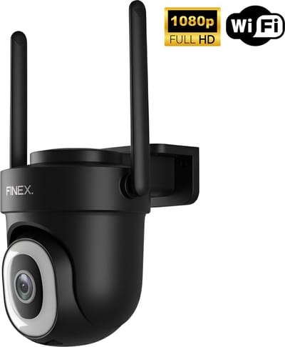 Finex Beveiligingscamera One – 1080P – Geen abonnement - Buiten Camera Met Nachtzicht – Buitencamera – Bewakingscamera voor Buiten – Beveiligingscamera Met WiFi en App – Black Edition
