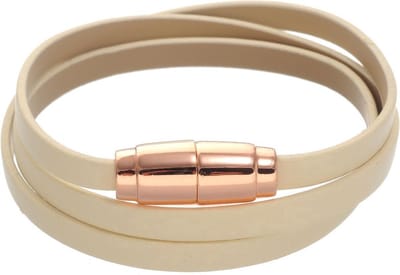 Behave - Beige armband imitatieleer - Rosékleur sluiting - Dagelijks chic