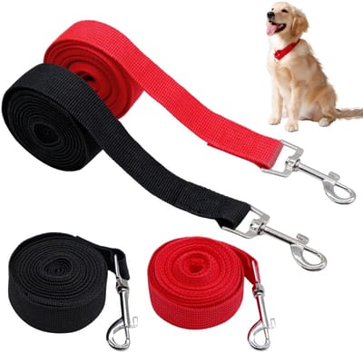 Dailygoods - 2 stuks sleeplijn voor honden, 3 m lange sleeplijn met metalen haken, trainingslijn voor kleine, middelgrote en grote honden