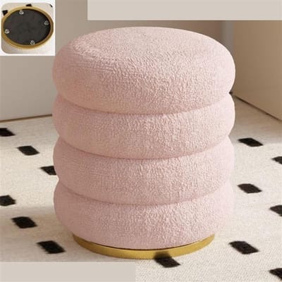 Opbergpoef - Voetenbank Kruk - Ontspannen Zitten - Stevig Houten Frame - 250 Pond Draagkracht - Roze