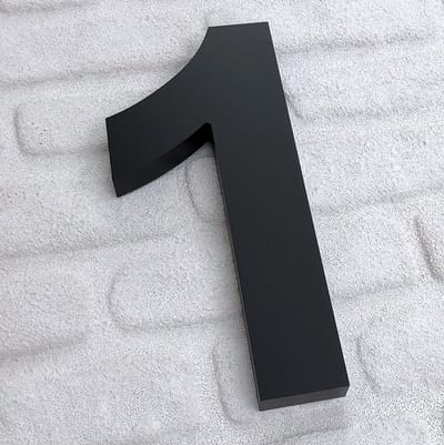 Promessa-Design - Huisnummer 1 Zwart Mat - Acrylaat 3D Groot - Hoogte 25 cm - Dikte 25 mm - onderhoudsvrij - Type 3D/Acrylaat/25/MatZwart/Arial.