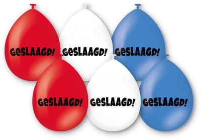Q2P - Ballon - Geslaagd - Versiering - Helium Ballonnen - Rood - Wit - Blauw - Nederland - Feest - Decoratie