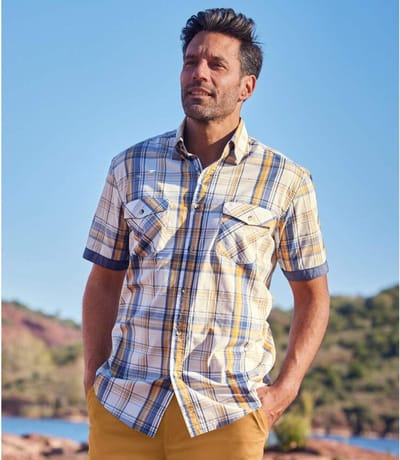 ATLAS FOR MEN - Popeline overhemd met ruitjes West - Heren - Verkrijgbaar in grote maten - 5XL