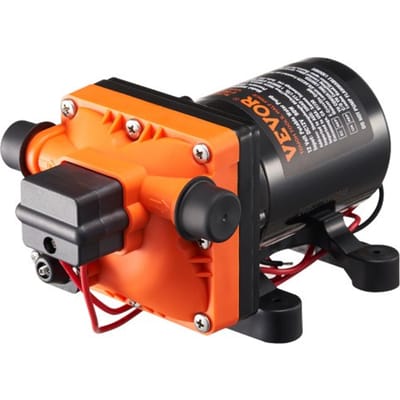 VEVOR 12V membraanpomp, 11,36 l/min, 4-kamer DC-waterpomp met automatische drukschakelaar, 40-100 PSI instelbaar, 55 PSI, 1/2" MNPT-aansluiting, voor campers, jachten, foodtrucks, campers en boten