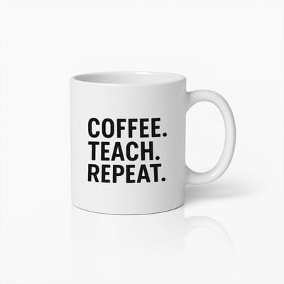 Koffie Les Herhaal Mok 330 ml – Inspirerend Cadeau voor Leraren – Duurzame Keramische Koffiebeker voor Thuis en Op Kantoor