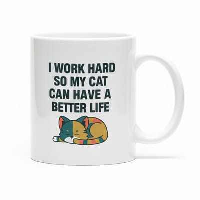 Ik Werk Hard Zodat Mijn Kat Beter Leeft Mok 330ml – Grappige Kattenliefhebber Koffiebeker – Leuk Cadeau voor Katteneigenaren & Dierenvrienden