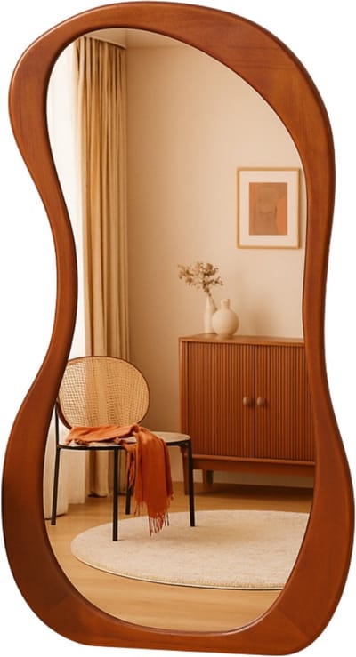MISOU Organische Spiegel - Wandspiegel - 120x73cm - Hout - Donkerbruin - Retro - SPICA