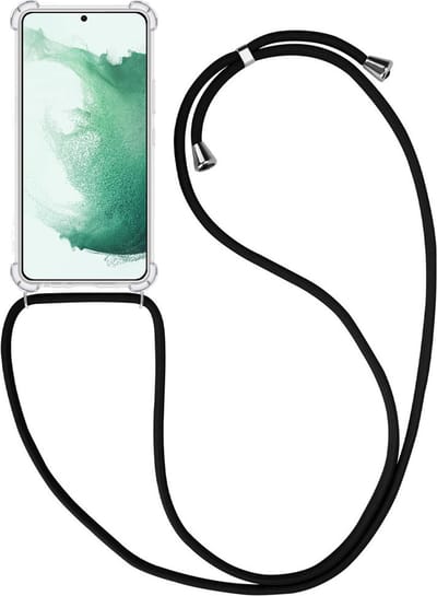 Hoesje - Geschikt voor Samsung Galaxy S21 FE - Met Koord - Shock Proof - Siliconen Case - Telefoonkoord - Back Cover - Telefoon Hoes Shockproof - Telefoonketting - Telefoonhoes - Transparant