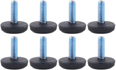 Dailygoods- Nivelleringsvoeten set van 8 - Verstelbare meubelnivelleringspoten - M6 schroefdraad - Antislip rubberen bodem - Duurzaam verzinkt staal - Totale hoogte 25 mm - Meubelpoten