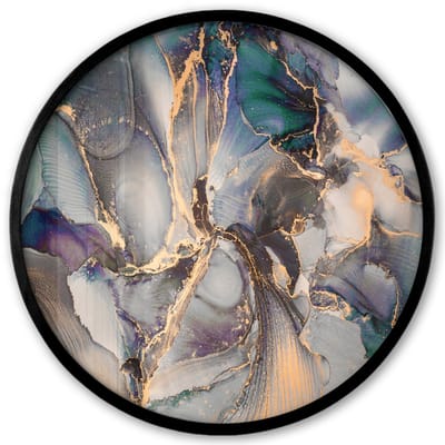 Poster in lijst Rond - Fotolijst 40x40 cm - Posters - Goud - Blauw - Marmer - Ronde posterlijst zwart - Decoratie - Wanddecoratie woonkamer - Muurdecoratie slaapkamer