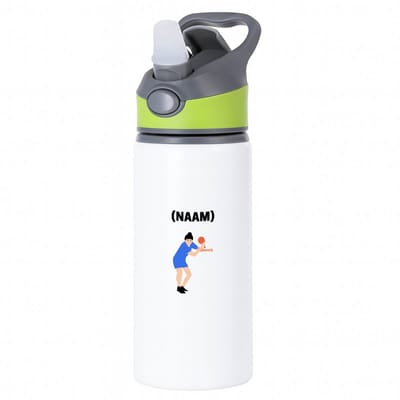 Hacebo® - Tafeltennis met eigen naam waterfles met rietje groen - Sport - Tafeltennisser - Ping pong - water fles - 650ML