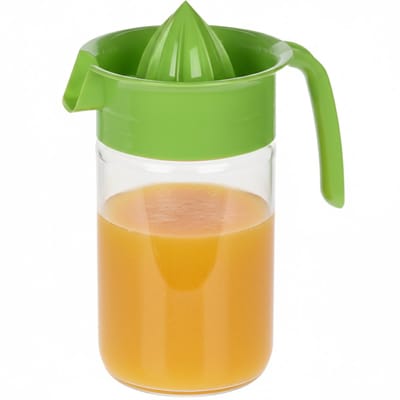 Excellent Houseware Sinaasappelpers/citruspers - Handmatig - groen - transparant glas - 19 x 10 cm