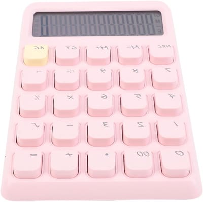 Zonnecalculator 12 Cijfers - Basis rekenmachine - Kantoor studie - Responsieve mechanische knoppen - Compact formaat - Roze
