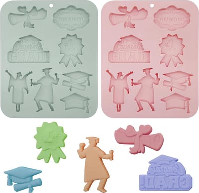 Siliconen mallen afstuderen chocolade diploma hoed 2 stuks DIY bakgereedschap - klei snoep cupcakes feestbenodigdheden