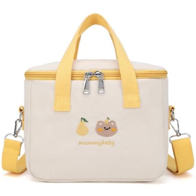 Schattige beer lunchtas meisjes geïsoleerde canvas koeltas handtas aluminiumfolie thermische voedseldoos familie school picknick dinercontainer