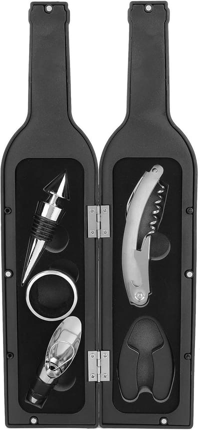 5-delige set wijnopener accessoires cadeau gereedschap kurkentrekker flessenopener openingsset feestcadeaus