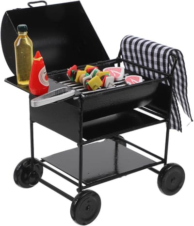 Miniatuur Barbecue Set voor Poppenhuis (Schaal 1:12) - Buitenkeuken Speelgoed Accessoires