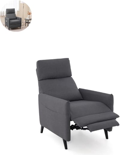 Fauteuil - Relaxzetel - Relaxstoel - Relaxfauteuil - Stoel - Met armleuning - Voor één Persoon - Donkergrijs