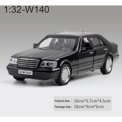 1/32 Benz S-W140 Legering Diecast Auto Model Miniatuur Speelgoed Metalen Carrosserie Plastic Chassis 4 Deuren Openbaar Terugtrekfunctie Kinderen Cadeaus