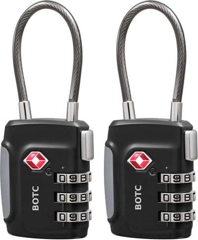 BOTC TSA Kofferslot 3 Cijferig - Reisslot – Reis Cijferslot -Slot voor Bagage - 2 Stuks - Zwart