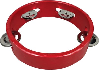 Houten Tamboerijn - Muziek Speeltje - Muziek Maken - Glad Houten Oppervlak - 6 Inch - Rood