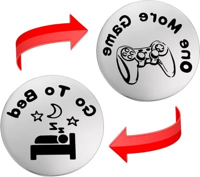 Inovra Plus - Funny Flip Coins dubbelzijdige gaming munt spelcadeau voor gamers verjaardag zilver 9.5 6.5*1.8cm