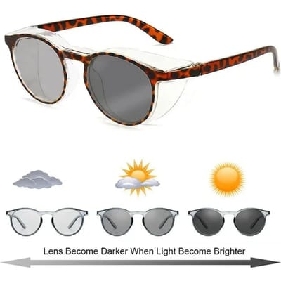 Beschermende Gepolariseerde Fotochrome Zonnebril met Zijschermen Blauw Licht Blokkerend Anti-allergisch Anti-Mist Wind- en Spatwater Dicht gray