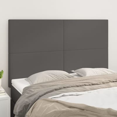 vidaXL - Hoofdbord - grijs - 144x5x118/128 - cm - kunstleer