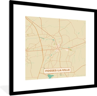 Fotolijst incl. Poster - Kaart - Stadskaart - Vintage - Plattegrond - Fosses-La-Ville - 40x40 cm - Posterlijst