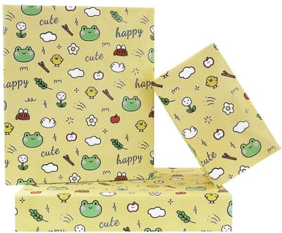 Cosensi- Inpakpapier Gele Kikkers - Cadeaupapier Kinderen - Inpakpapier Verjaardag - Inpakpapier Baby - Inpakpapier 50x70cm - Schattig Ontwerp