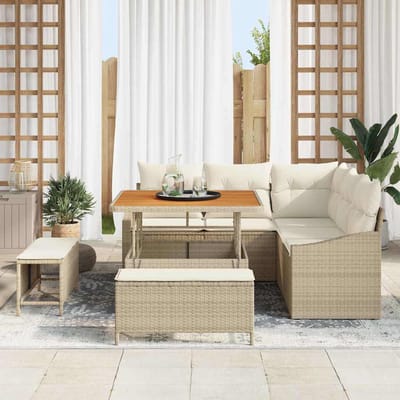 vidaXL - Tuinbank - Set - 8 - st - 7-Aantal - zitplaatsen - Beige - Poly - rattan