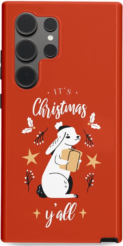 Casetastic hoesje geschikt voor Samsung Galaxy S24 Ultra - Dubbellaagse bescherming - Kerst Konijntje Flappie - Fashion Case - Terracotta