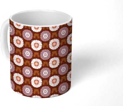 Mok - Koffiemok - Retro - Madelief - Roze - Mokken - 350 ML - Beker - Koffiemokken - Theemok